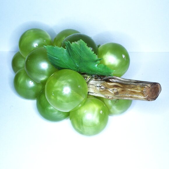 Decorative Green Grapes On Wood Vine Glass MCM Kitchen Dining Decor - Picture 6 of 7